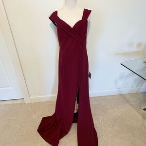 Lulu's Deep Wine Red Off-Shoulder Maxi Dress